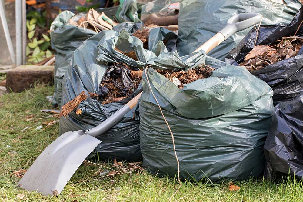 Barry House Clearance bin bags full of garden waste